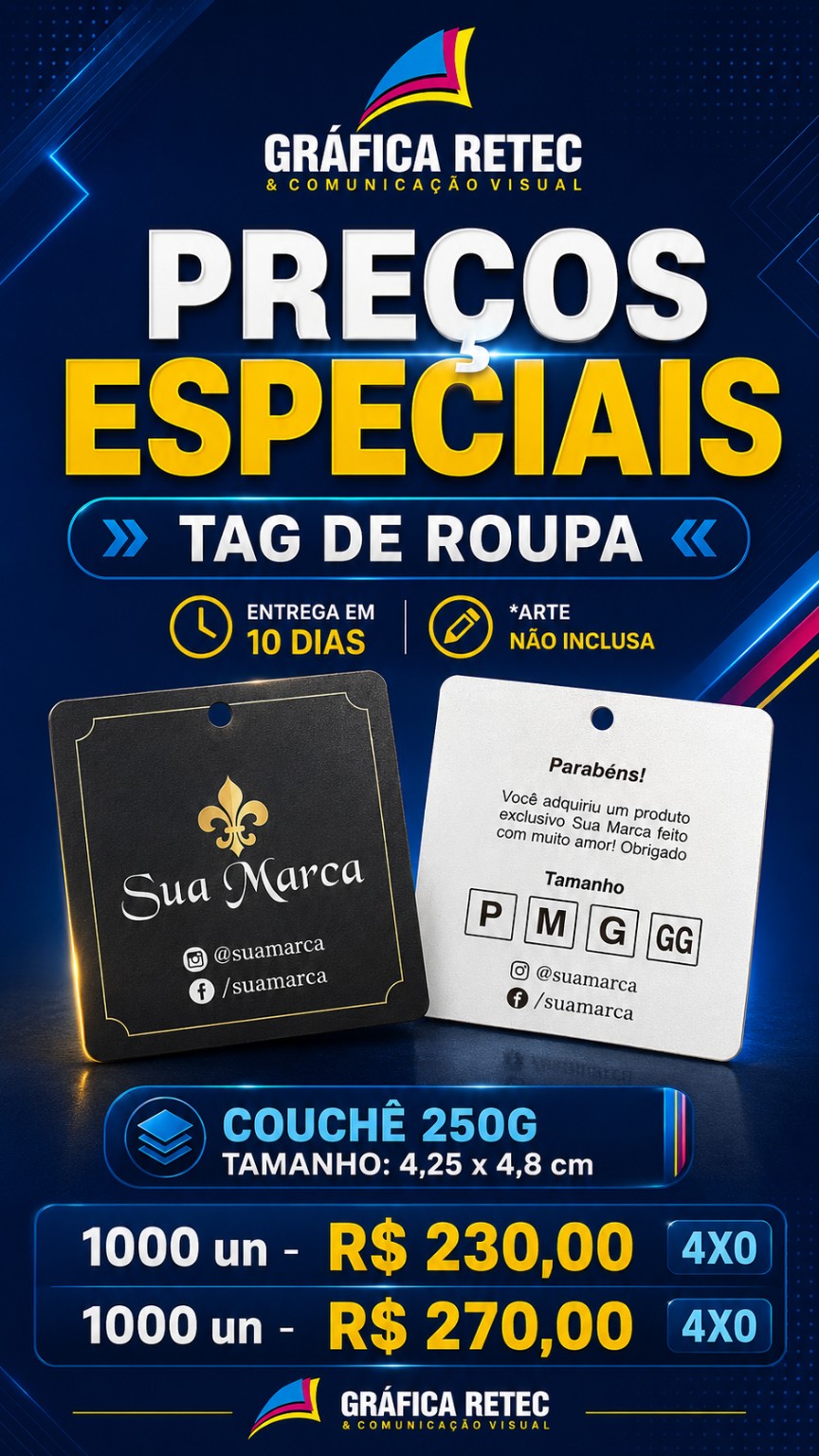 Tags de roupa 4,25 × 4,8 cm